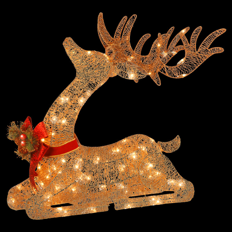 4.5 ft feeding reindeer with led lights yard sculpture